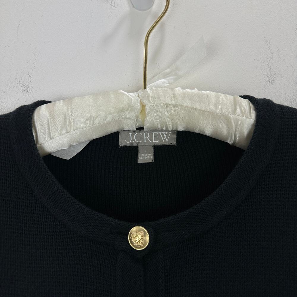 J.Crew Emilie Sweater Lady Jacket Cotton Black Gold Buttons Classic Preppy M - Picture 4 of 11